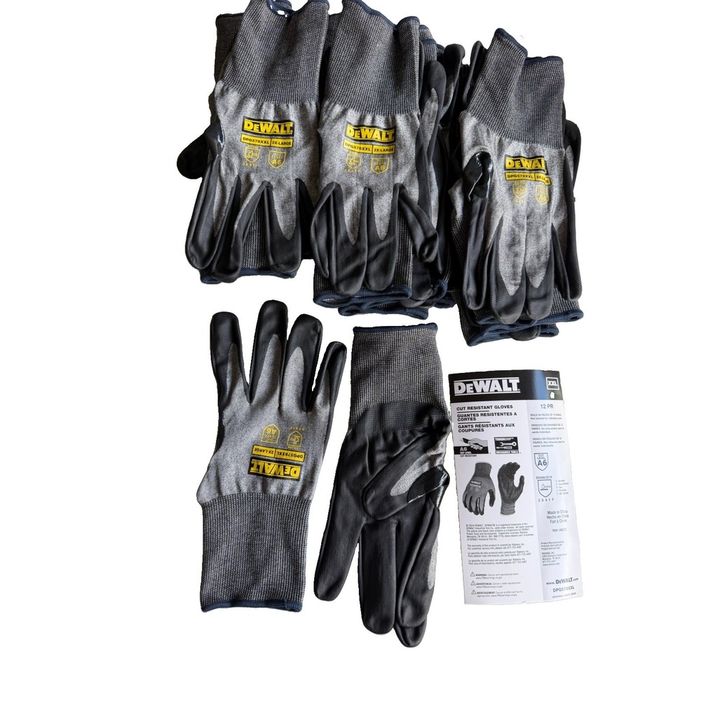 DEWALT DPG578xxl Cut Protection Level A6 - Size 2X Brand New 12 Pack